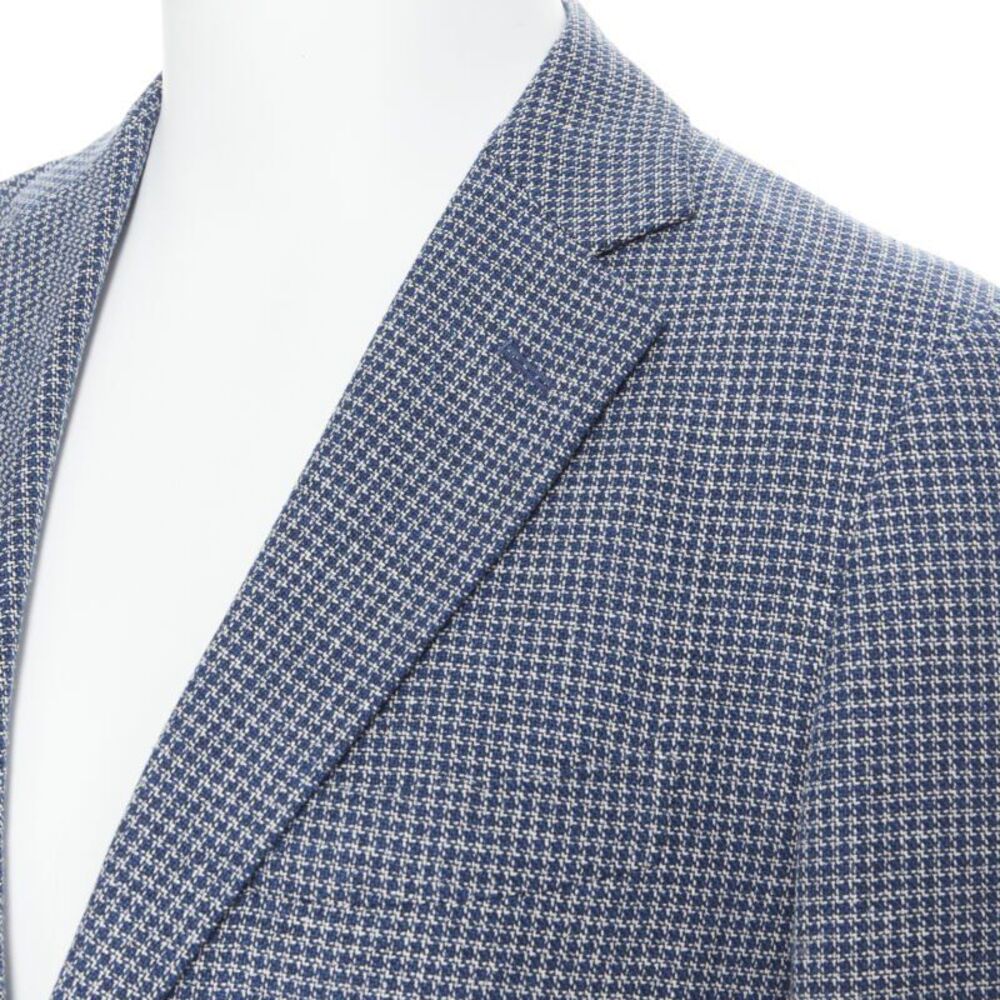 Tomorrowland blue white wool blend double button blazer jacket - Picture 7 of 9